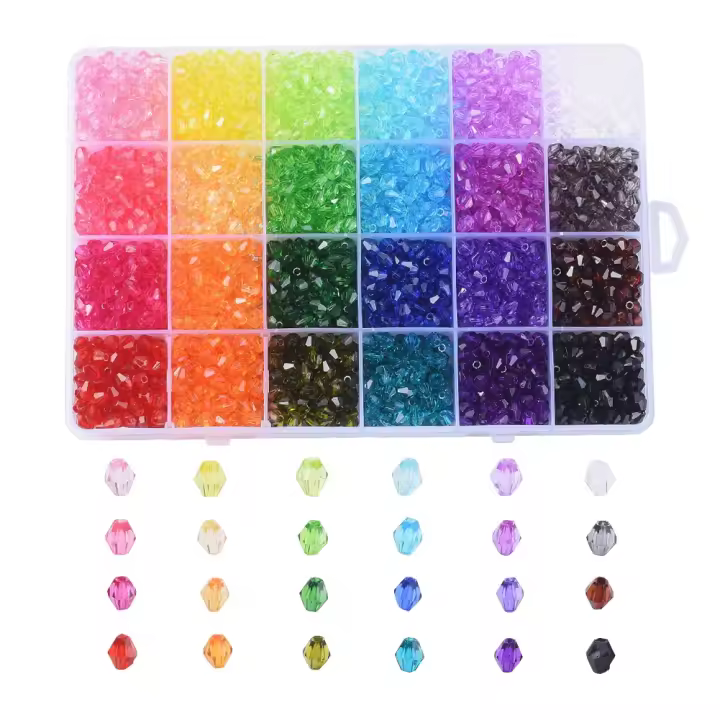 Kit De Hileras De Abalorios De Acrílico Transparentes 24 Colores 4mm Y 6mm Para Fabricación De Joyas Gran Cantidad De Piezas - 1