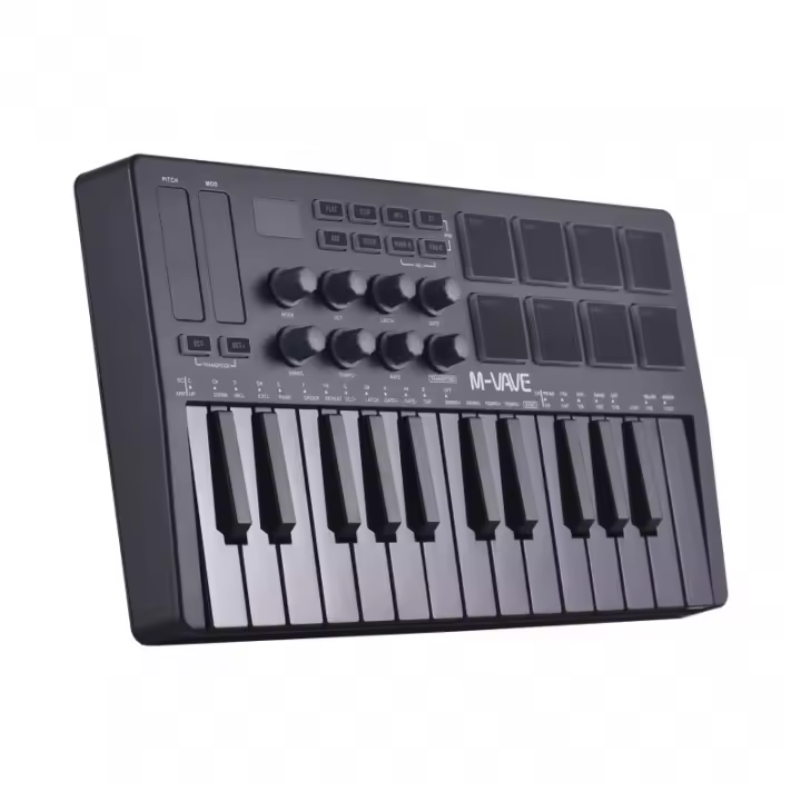 Teclado MIDI Controlador 25 Teclas Recargable Machine Maker De Pads De Toque RGB Con Engranajes Asignables Y Botones RGB Para Electrónica De Música - 1