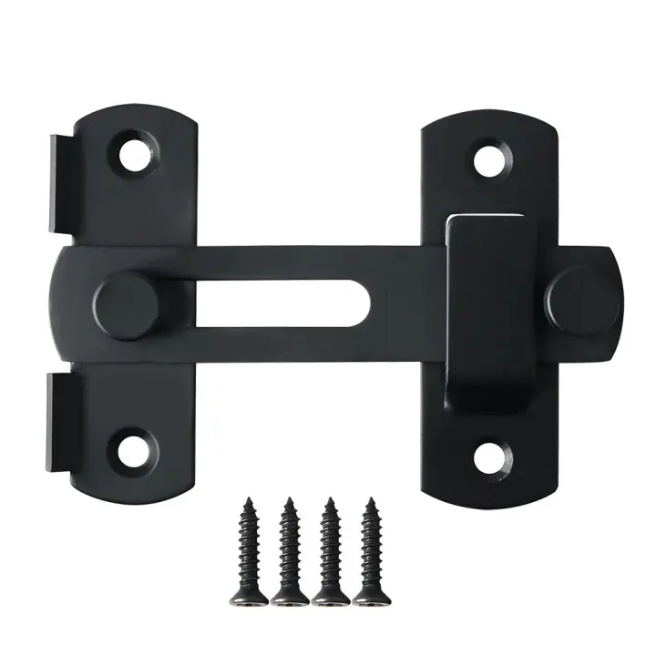 Cerradura para puerta corredera Pestillo para persiana Pestillo para puerta Perno para puerta abatible con tornillos para puerta, ventana, armario y jardín, acero inoxidable con acabado negro mate - 1