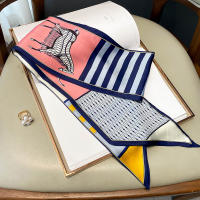 Pañuelo De Seda Largo Para Mujer Estampado Fino Y Delgado Bolso Cinta Para El Cabello Accesorio De Moda Neckerchief - details 3