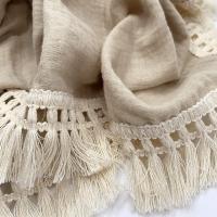 Manta de gasa de algodón de doble capa para bebé INS, manta de muselina de algodón puro, crepé, chal a prueba de viento, borla de encaje, manta para niños - details 11