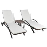 vidaXL Tumbonas con mesita ratán sintético Marrón, Negro, Sillas de Exterior Ideal para jardín, playa, piscina, terraza Tumbona Piscina Tumbonas Playa Tumbonas Jardín Exterior - details 0