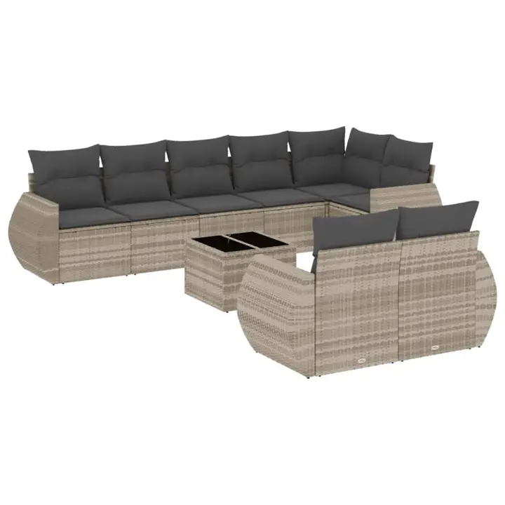 Set muebles Jardín 9 pzas y zapatos sintético gris Claro - 1