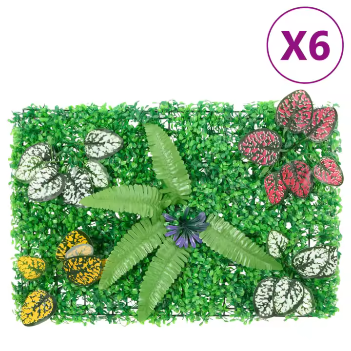 vidaXL Valla de Plantas Artificiales Enrejados Setos Verde 40x60 cm Cantidad 6 unidades, 24 unidades - 1