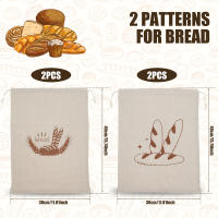 4Pcs Bolsas De Pan De Lino Reutilizables Con Cierre Elástico Bolsa De Almacenamiento De Pan Casero Para Panaderos Cocinas Sin BPA - details 4