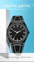 Reloj Deportivo Y De Ocio Creativo Y Minimalista De Dibujo a Mano 2024 Resistente Al Agua Diseño Moderno Regalo Único Material De Correa De Goma Movimiento Cuarzo - details 0