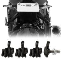 4Pcs Tornillos Y Cubiertas Para Placa De Matrícula Diseño 3D Dedo Del Medio Kit De Repuesto Para Marco De Placa De Coche Y Motocicleta Material De Aleación De Zinc Brillante - details 3