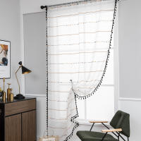 Cortinas Geométricas Negras Y Blancas Para Sala De Estar Y Dormitorio Con Encaje Grommet Modernas Translúcidas De 100% Poliéster - details 4