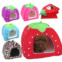 Casa De Perro Gato Forma De Fresa Plegable Cálida Y Suave Para Invierno Sofá Cueva Para Pequeños Perros Y Gatos Nido De Mascota - details 0