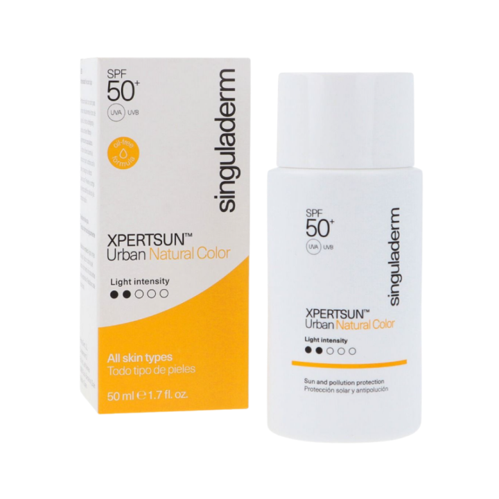 🎀Singuladerm-XPERTSUN URBAN Color Natural Claro SPF50+ | Protector Solar Facial Diario con Color Claro | Emulsión Ultraligera Oil-Free con Pigmentos Unificadores | Protección UVA/UVB, IR y Contaminación