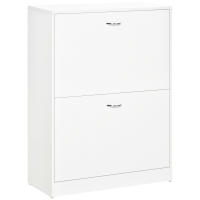 HOMCOM Zapatero de Madera Armario para Zapatero 2 Puertas Abatibles para Entrada Pasillo Dormitorio Sala de Estar 60x24x80cm Blanco - details 0