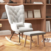 Silla mecedora con taburete, Reclinable con codos, 66x96x101 cm, Tapizado, Estilo Contemporáneo, Salón, 66x96x101 cm - details 0