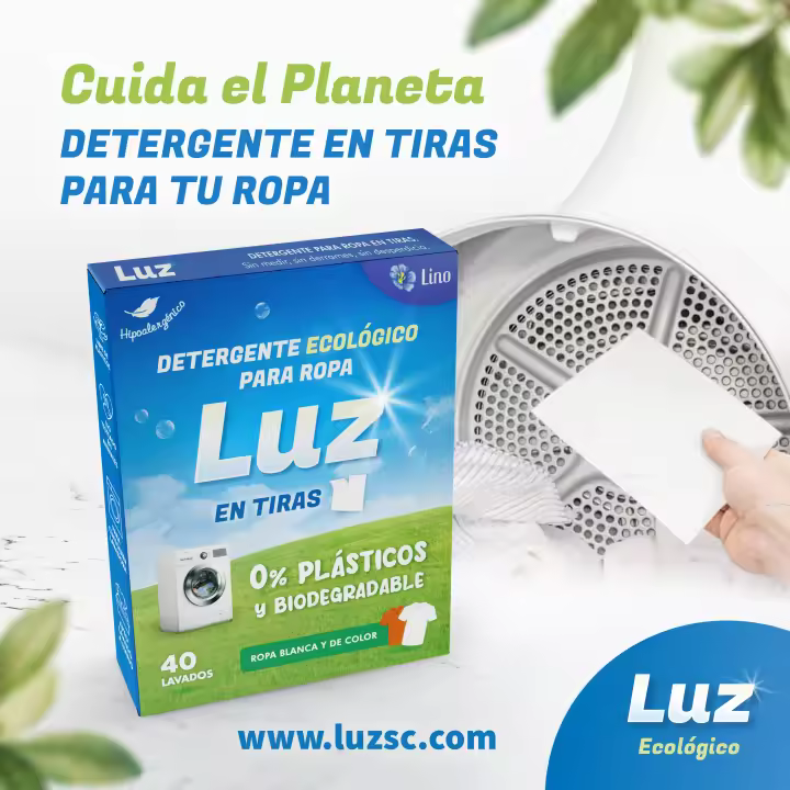 Detergente en Tiras Luz. Detergente ecológico, 0% Plásticos, Biodegradable. 40 Lavados - 1