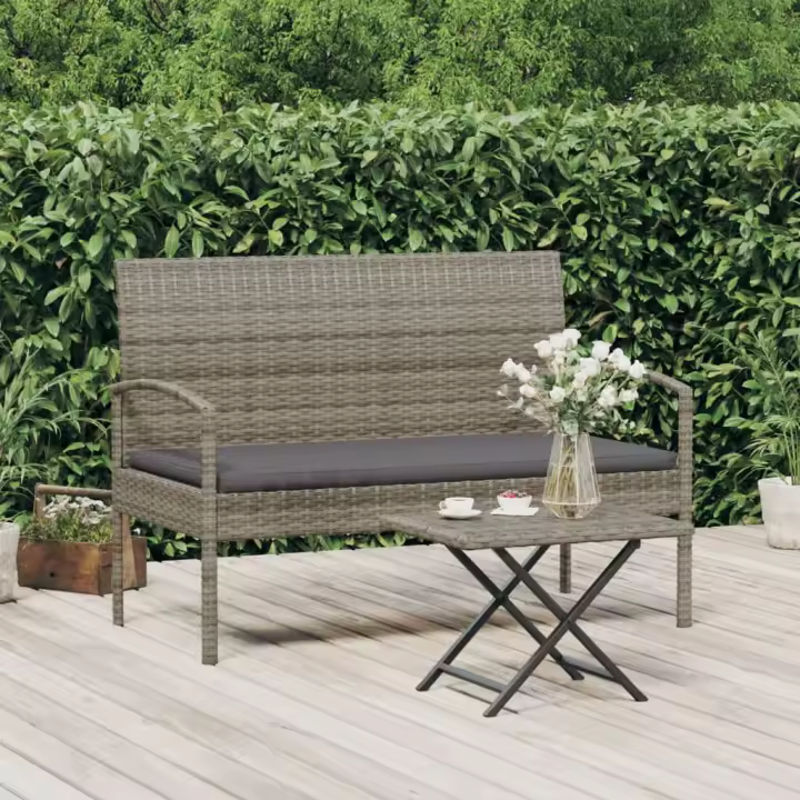 Banco de Jardín con El Algodón gris 105 cm en Polyrattan - 1