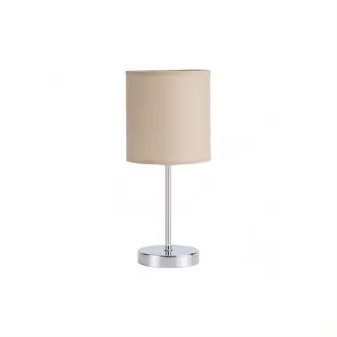 FABRILAMP Lámpara de Mesa Sobremesa Chanza 1xe14 Cromo con Pantalla Beige 37x16x16 Cm - Elegante Diseño - 1