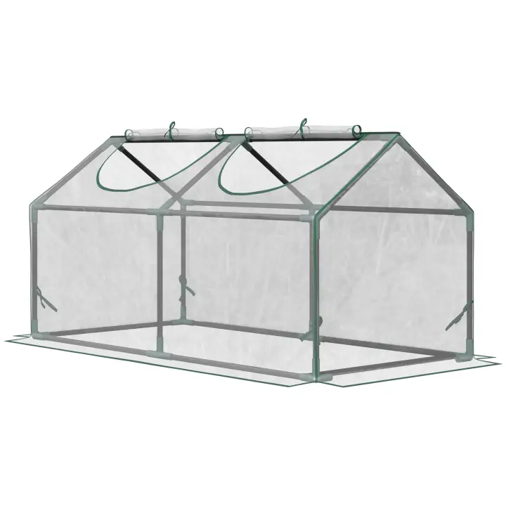 Outsunny Invernadero de Terraza Caseta de Jardín Acero con 2 Ventanas Enrollables Vivero Casero para Cultivo de Plantas Verduras Flores 120x60x60 cm Transparente - 1
