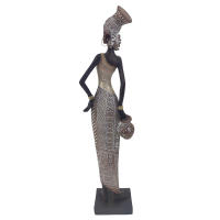 CAPRILO REGALOS & DECORACIÓN Figura Decorativa de Resina "Mujer Africana con Jarrón en Mano" . Adornos y Esculturas. Regalos Originales. Decoración Hogar. 10 x 6,50 x 40 cm - details 2