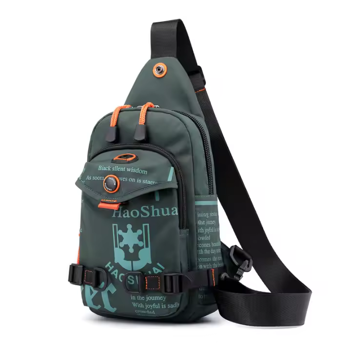 Bolsa Bandolera Para Hombre En Nylon Bolsa De Hombro Cruzada Pequeña Rucksack De Viaje Estilo Casual Con Bolsillos Internos Y Exterior - 1