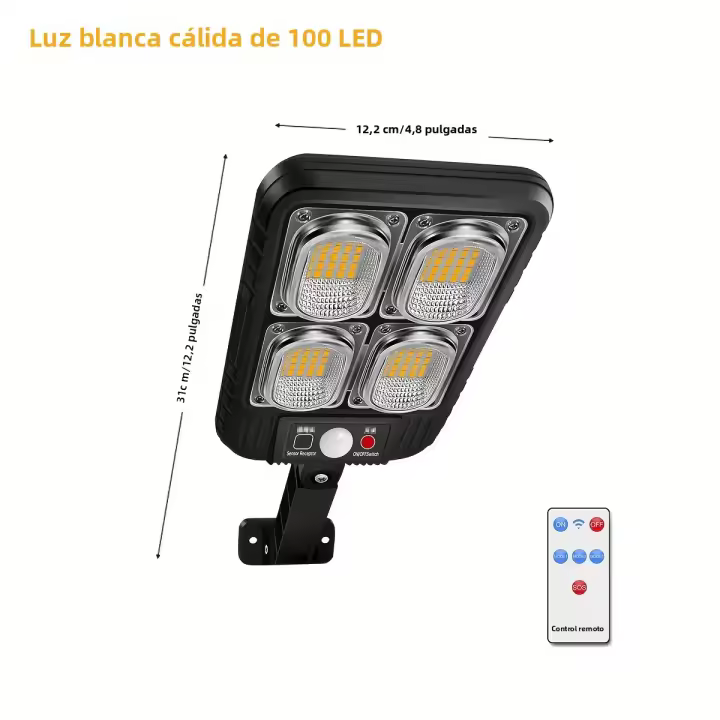 Luz Solar De Calle 100/200led IP65 Impermeable Con Sensor De Movimiento Y Control Remoto Para Jardín Exterior Luz De Pared Solar - 1
