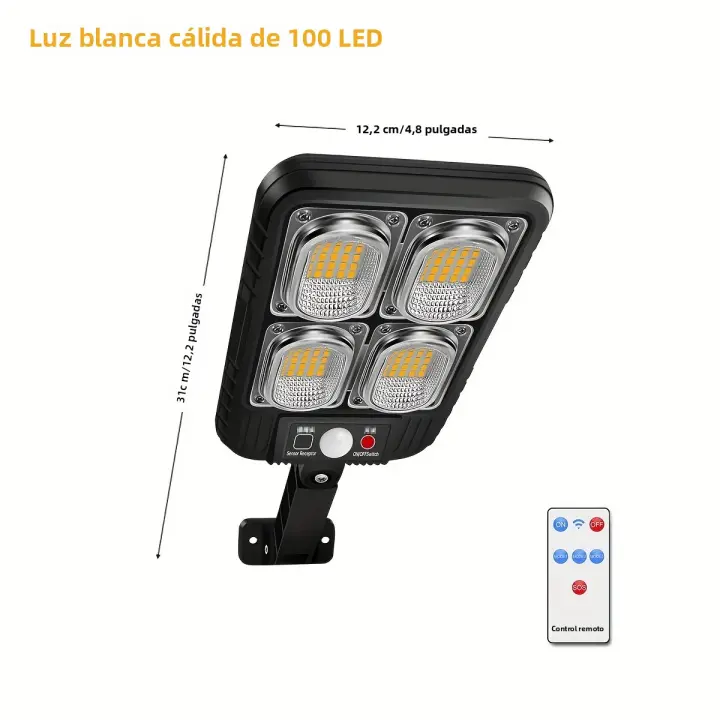 Luz Solar De Calle 100/200led IP65 Impermeable Con Sensor De Movimiento Y Control Remoto Para Jardín Exterior Luz De Pared Solar - 1
