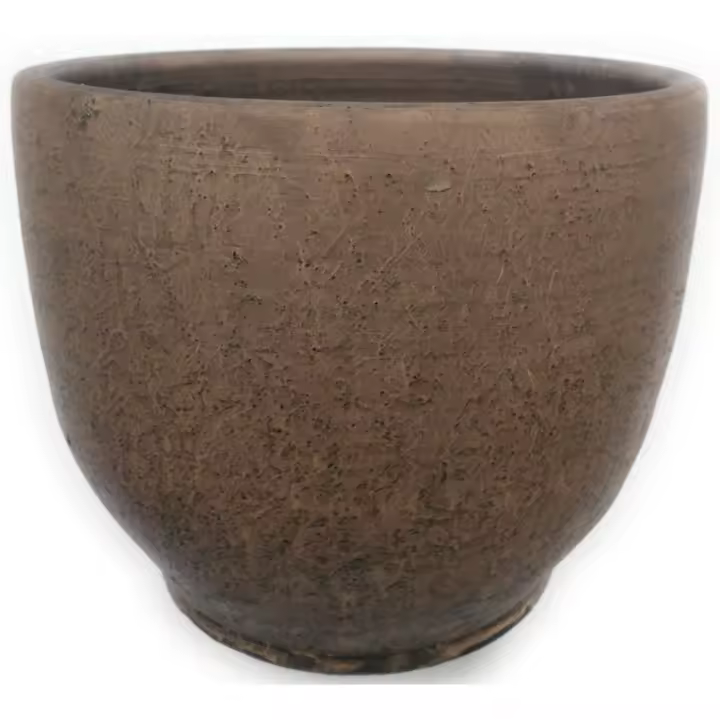 Maceta artesanal de barro rustica cuenco alto exterior e interior 20 cm x 25 cm - 1