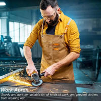 Delantal De Lona Para Cocina Resistente Al Aceite Con Bolsillos Para Herramientas Para Hombres Y Mujeres Adultos Estilo De Café - details 6