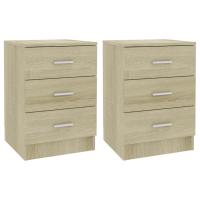 vidaXL Mesitas de noche 2 unidades aglomerado 38x35x56cm Blanco, Negro, Roble Sonoma Mesita habitacion mesitas de noche dormitorio para Salón, Estudio, Mesa Auxiliar - details 0