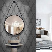 STARLEY-Espejo Redondo Asa Polipiel Negro,Espejo para colgar en la pared,Espejo Decorativo Redondo Moderno y Sencillo para apartamento, sala de estar, dormitorio 38.5cm - details 4