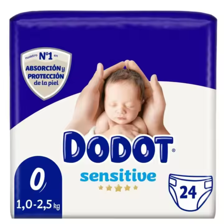 Dodot Sensitive Pañales Recién Nacido Talla 0 (1-2,5kg) Pack de 24 pañales - 1