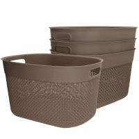 Curver - Pack 4 cestas organizadoras Filo 18L, medidas 38x28x22 cm, color marrón o blanco, formato redondeado, 70% plástico reciclado, almacenamiento objetos, almacenaje hogar, resistente al agua y fácil de lavar - details 0