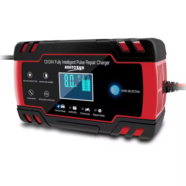 Chargeur de batterie de voiture, chargeur de batterie de voiture 8A 12V / 24V, chargeur de batterie de voiture entièrement autom - 1