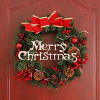 Corona De Navidad Para Puerta De Entrada Dorada Decoración De Pared Y Puerta De Año Nuevo 2024 Guirnalda De Ornamento Navidad 2025 - details 10