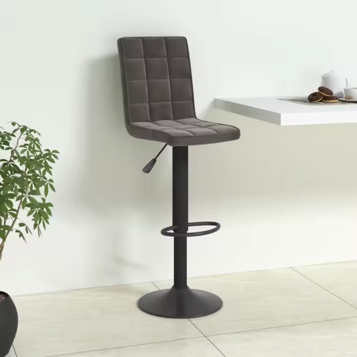 vidaXL Taburete de cocina de terciopelo gris oscuro - 1
