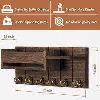 Porta-llaves Decorativo Y Organizador De Correo En Madera Rustica Con 6 Ganchos Para Llaves Soporte De Pared Para Sala De Estar Entrada - details 3