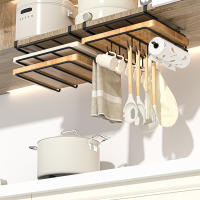 Estante Colgante Para Cocina Bajo Armario De Acero Negro Organizador Para Tablas De Cortar Tapas De Olla Y Cuchillos - details 1