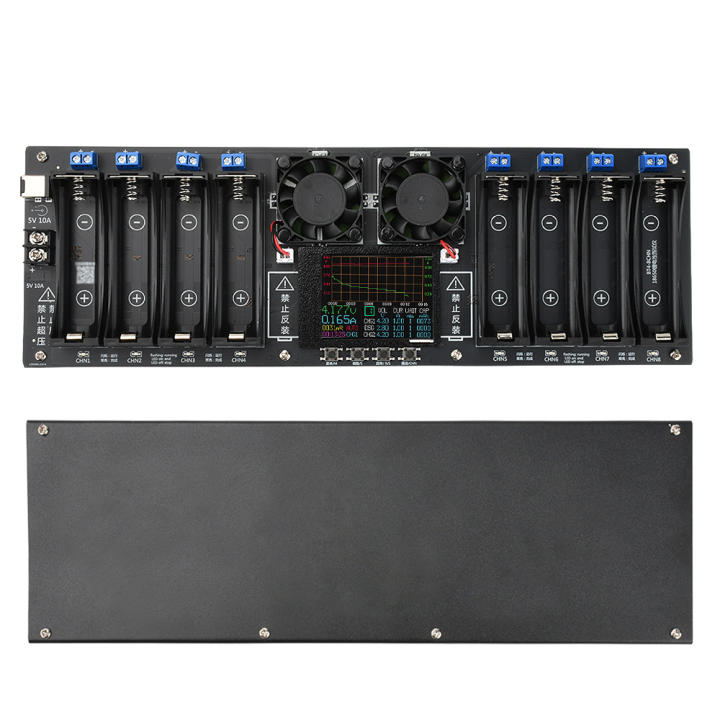 DC 5V 18650 Lithium Battery Auto Charge/Discharge Tester 8-Channel Capacity Internal Resistance Tester 2.4-in Screen EU Plug