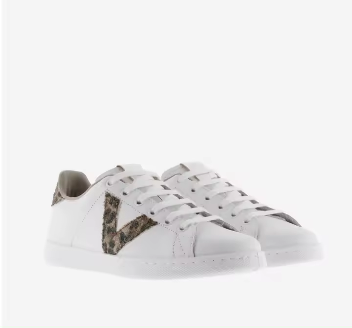 Zapatillas Victoria Leopardo y blanco de piel - 1