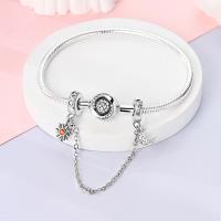 Cadena De Seguridad De Plata Esterlina 925 Estrella Luna Corazón Bordeado Con Clip De Silicona Para Pulsera Original Joyería DIY Regalo - details 24