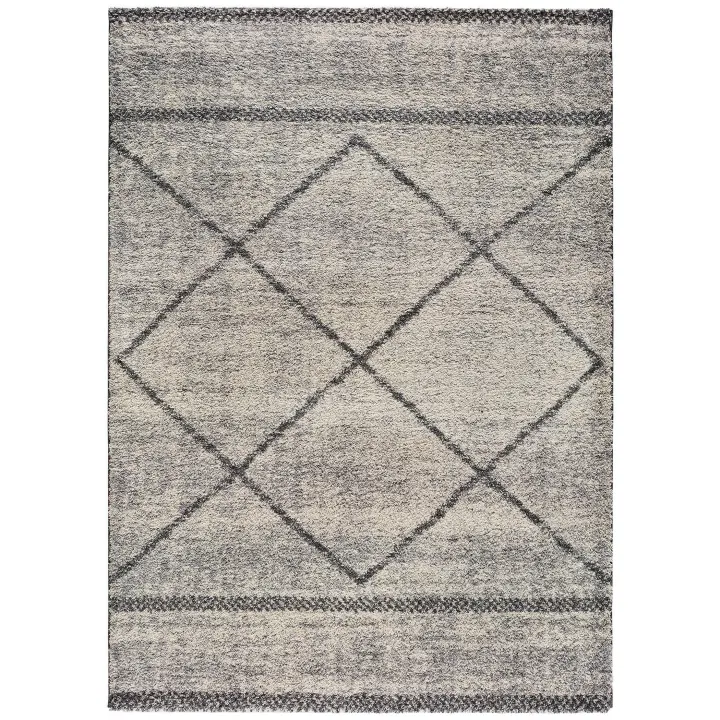 ATTICGO Alfombra de Interior Estilo Geométrico en Gris - Kasbah 8626 | 80x150, 133x190, 160x230 cm - 1