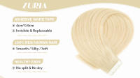 Extensiones De Cabello Con Cinta ZURIA 100% Natural Brasileño No Remy Cabello Recto Sin Costuras Tipo De Piel Tiras De Cabello - details 0