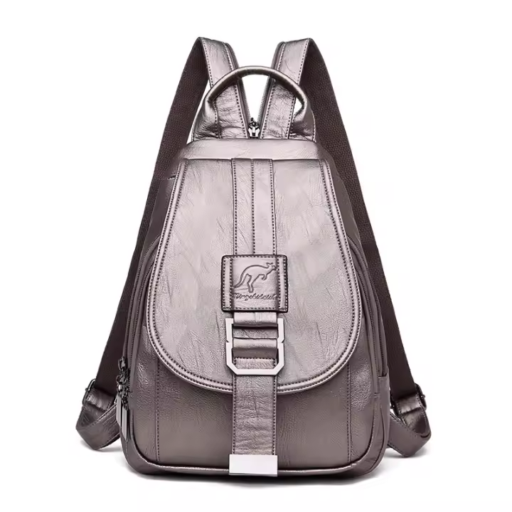 Bolso de pecho de mujer de nuevo estilo de moda, mochila de mujer minimalista simple de estilo coreano, mochila informal de cuero suave de gran capacidad para mujer - 1