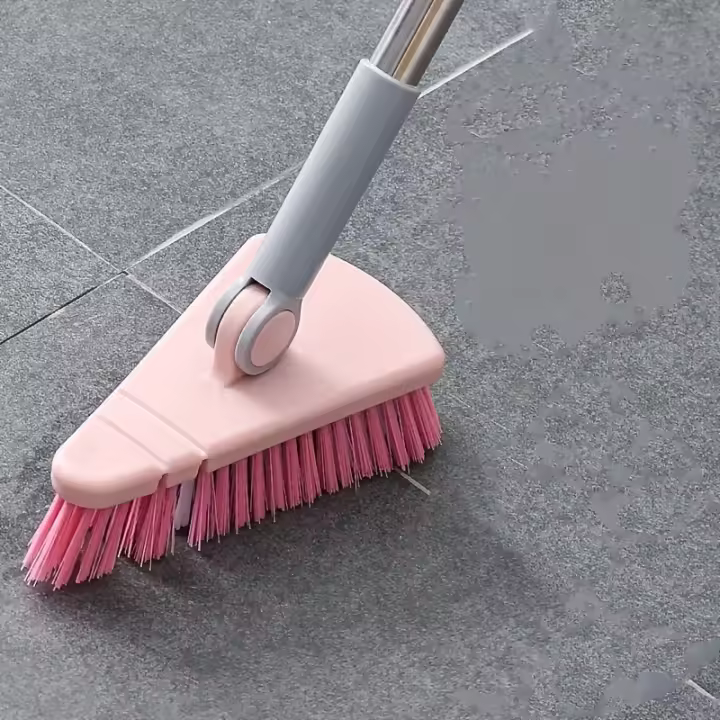 Cepillo De Cerámica Para Limpieza De Baño Y Pisos Triangular Con Mango Largo Desmontable Para Espacios Difficiles De Limpieza - 1