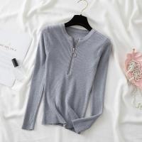Suéter De Punto Para Mujer Con Cremallera Estilizado De Otoño/invierno Cuello En V Manga Larga Suave Y Ajustado - details 13