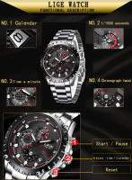 Reloj De Hombre LIGE Con Dial Azul Y Correa De Acero Inoxidable Resistente Al Agua Y Al Choque Con Fecha Y Manos Luminosas Reloj De Moda Y Casual Para Negocios - details 2