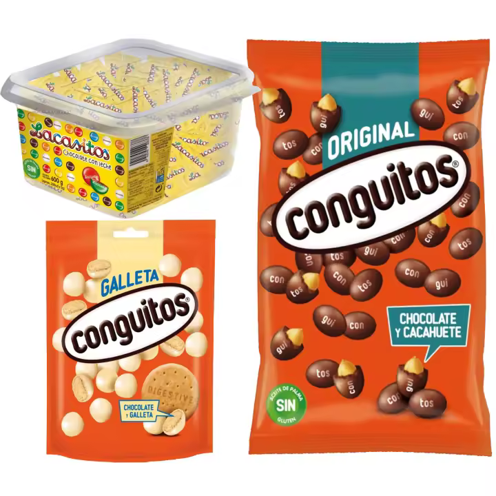 Pack Lacasitos pack 3x200u,Conguitos galleta blanco doyp 120g,Conguitos negro bolsa 1kg - 1