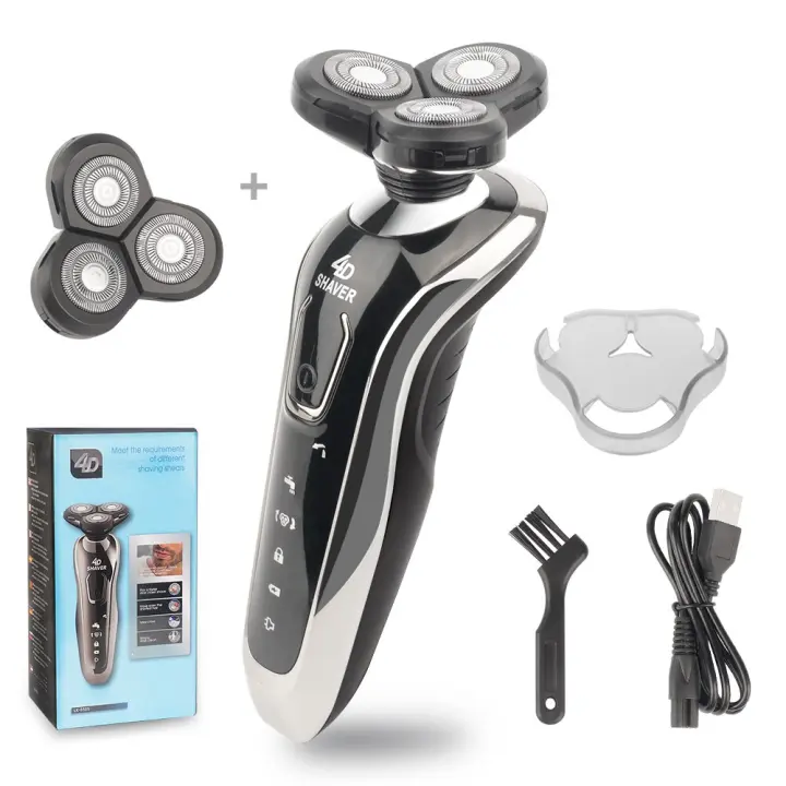 Afeitadora Eléctrica Para Hombres Potente Máquina De Barba Recargable Impermeable Con Cabeza Flotante Tríplice Hoja De Acero Inoxidable - 1