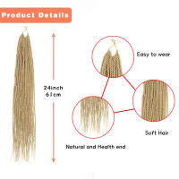 Cuerda De Crochet De Peluca Sintética En Color Negro 24 Pulgadas 30 Raíces Goddess Box Braids Pre Looped Para Estilo De Cabello Afro - details 2
