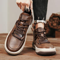 Botas De Cuero Para Hombre Casual Transpirables Antideslizantes Alta Top Non-slip Zapatos De Caminar Comodidad Interior Talla Verdadera - details 6