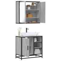 vidaXL Set de muebles baño 2 pzas madera contrachapada en color Marrón roble/Roble ahumado/Roble Sonoma y más | almacenamiento funcional diseño moderno para baño dormitorio sala - details 3