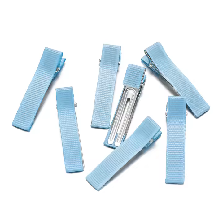 20pcs Pinzas De Cabello Con Cinta Grosgrain De 5cm Para DIY Accesorios De Barretas Para Bebés Y Niñas Metal Color Plateado - 1